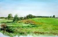 The high field along the Reest near Den Huizen.
Watercolour 50 x 73 cm. 2006.  » Click to zoom ->